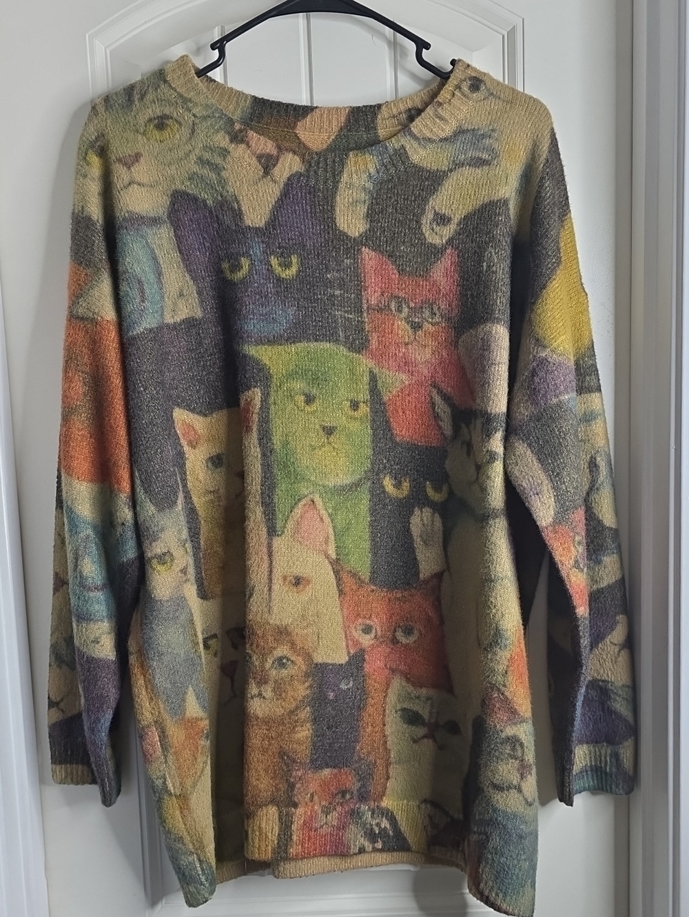 Colorful Multi-Cat Crewneck Sweater